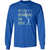 Pet Cat-Drink Wine-Sew Long Sleeve T-Shirt