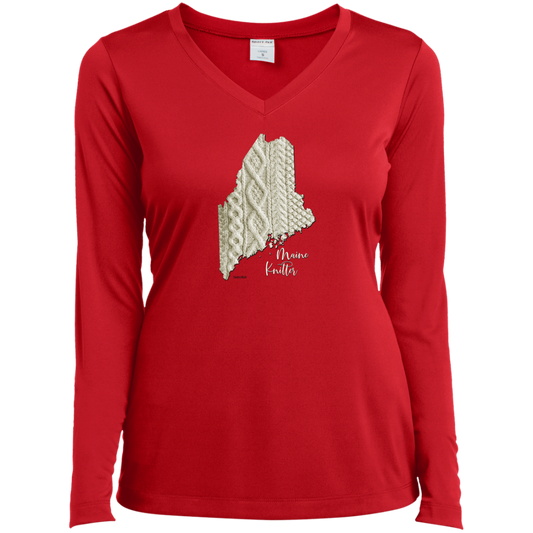 Maine Knitter Ladies' LS Performance V-Neck Shirt