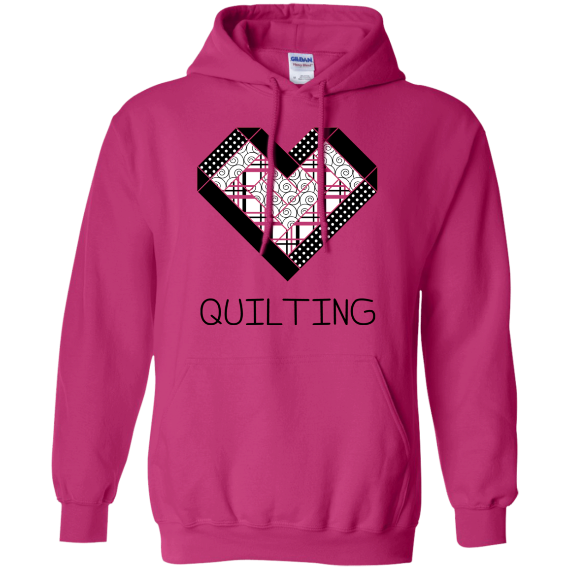 Log Cabin Heart Quilting Pullover Hoodie