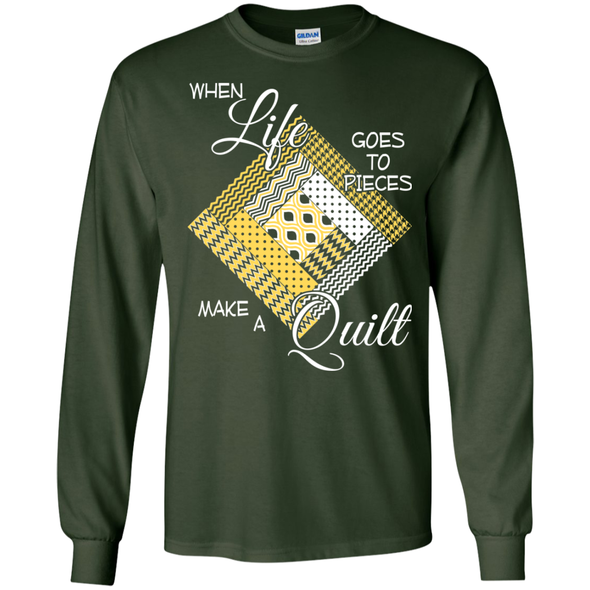 Make a Quilt (yellow) Long Sleeve Ultra Cotton T-Shirt - Crafter4Life - 3