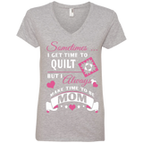 Time-Quilt-Mom Ladies V-neck Tee - Crafter4Life - 1