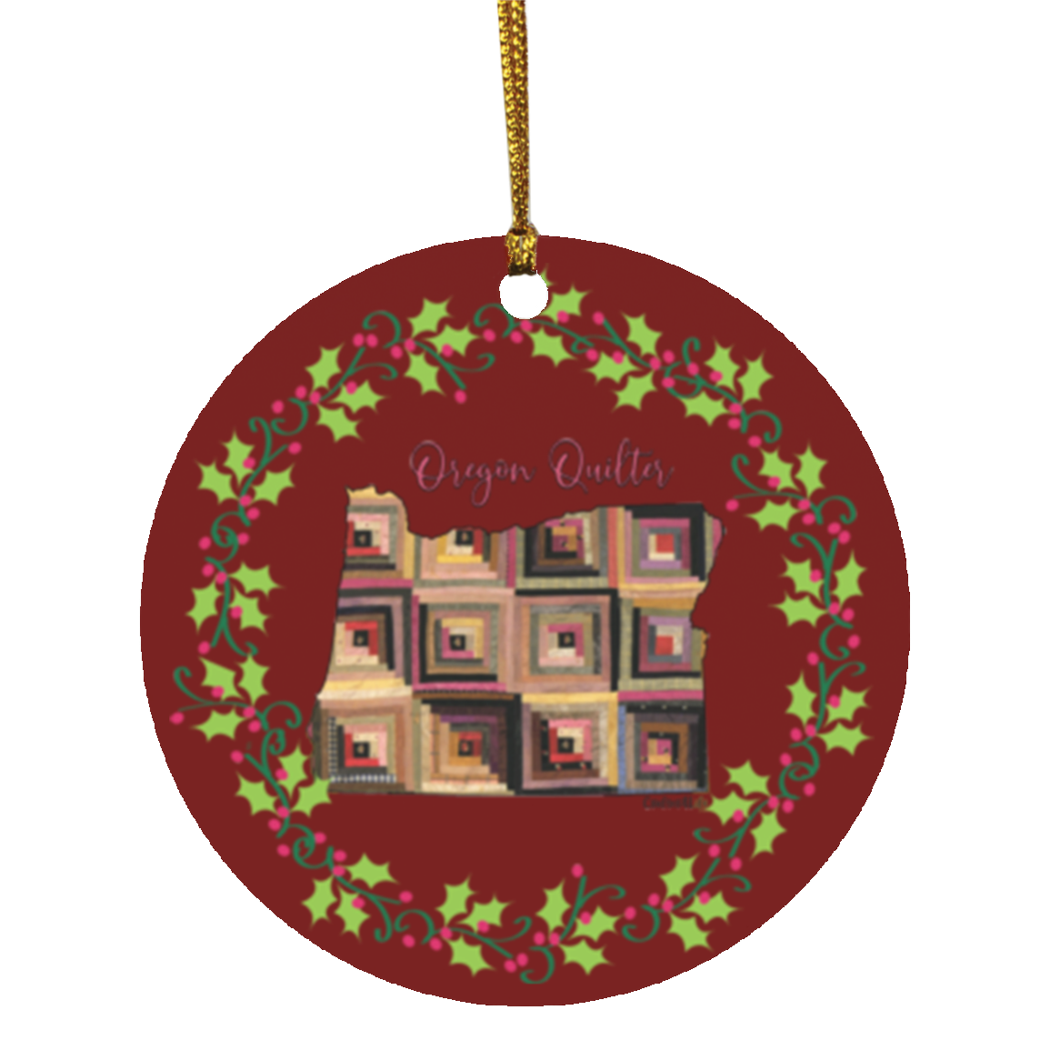 Oregon Quilter Christmas Circle Ornament