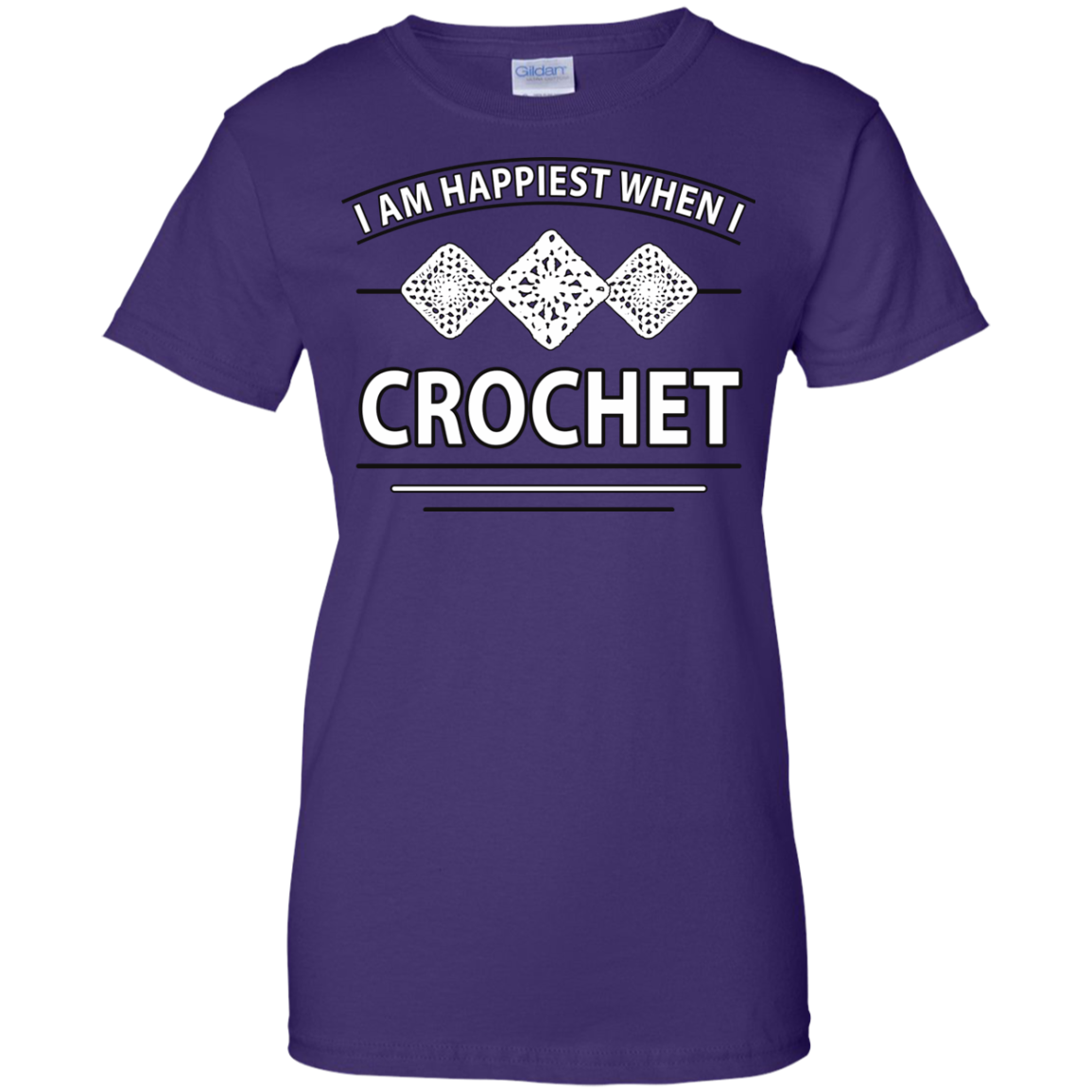 I Am Happiest When I Crochet Ladies Custom 100% Cotton T-Shirt - Crafter4Life - 6