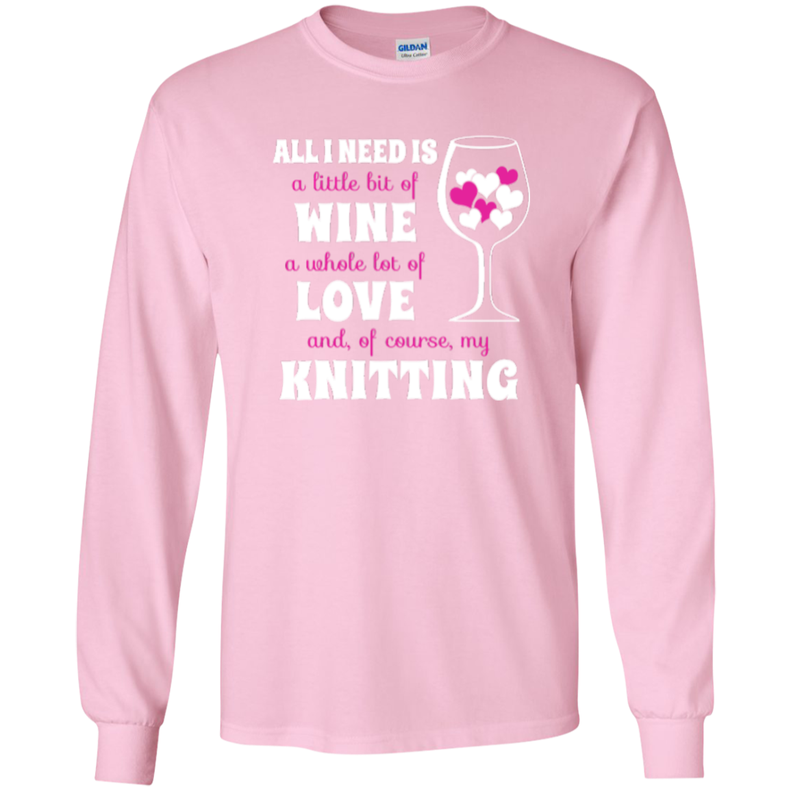 All I Need is Wine-Love-Knitting Long Sleeve Ultra Cotton Tshirt - Crafter4Life - 8