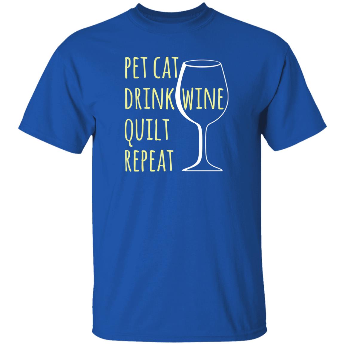 Pet Cat-Drink Wine-Quilt T-Shirt