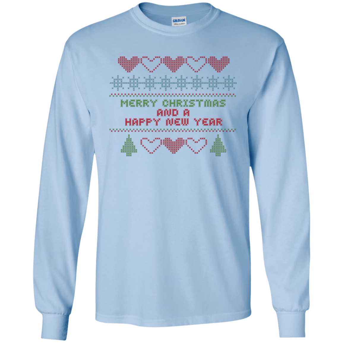 Cross Stitch Christmas Sampler LS Ultra Cotton T-Shirt
