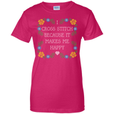 I Cross Stitch Because It Makes Me Happy Ladies Custom 100% Cotton T-Shirt - Crafter4Life - 7