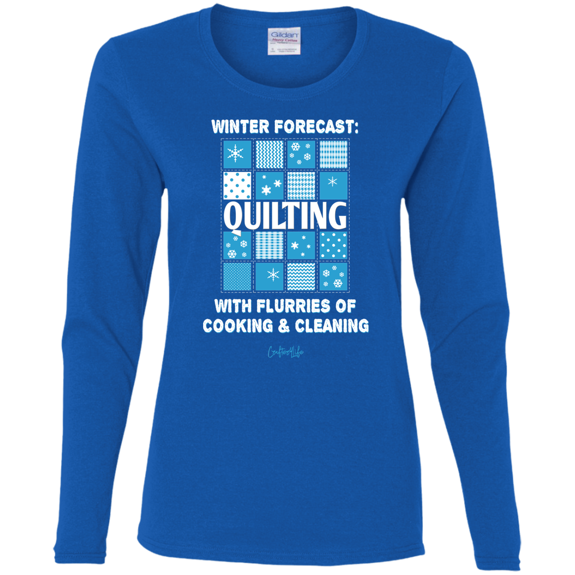 Winter Forecast Quilting Flurries Ladies Long Sleeve Shirts