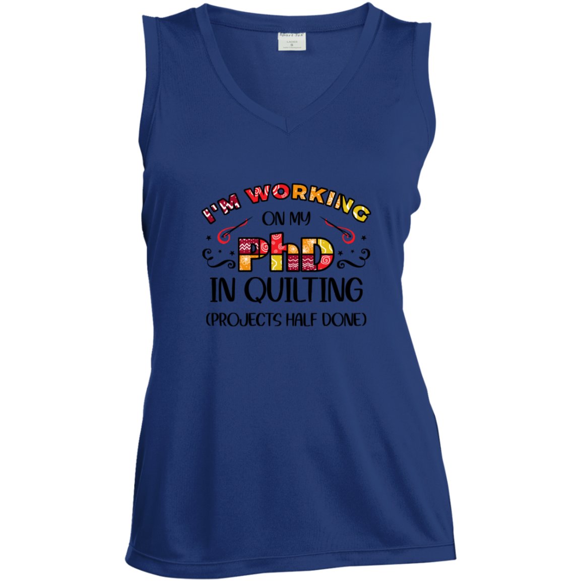 PhD in Quilting Ladies' Sleeveless Moisture Absorbing V-Neck