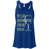 Pet Cat-Drink Wine-Crochet Flowy Racerback Tank