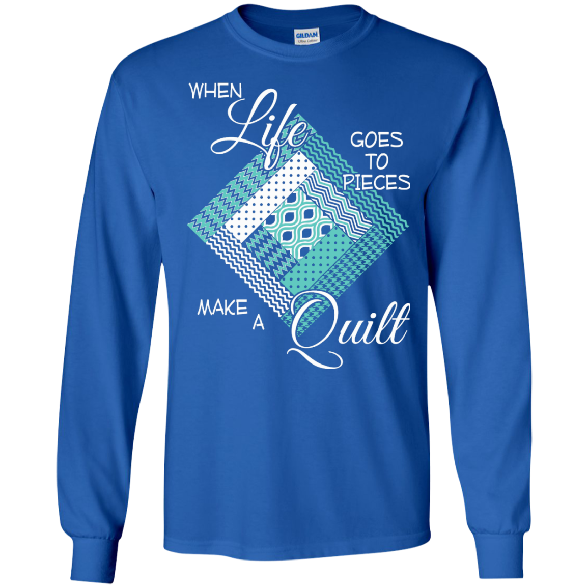 Make a Quilt (turquoise) Long Sleeve Ultra Cotton T-Shirt - Crafter4Life - 5
