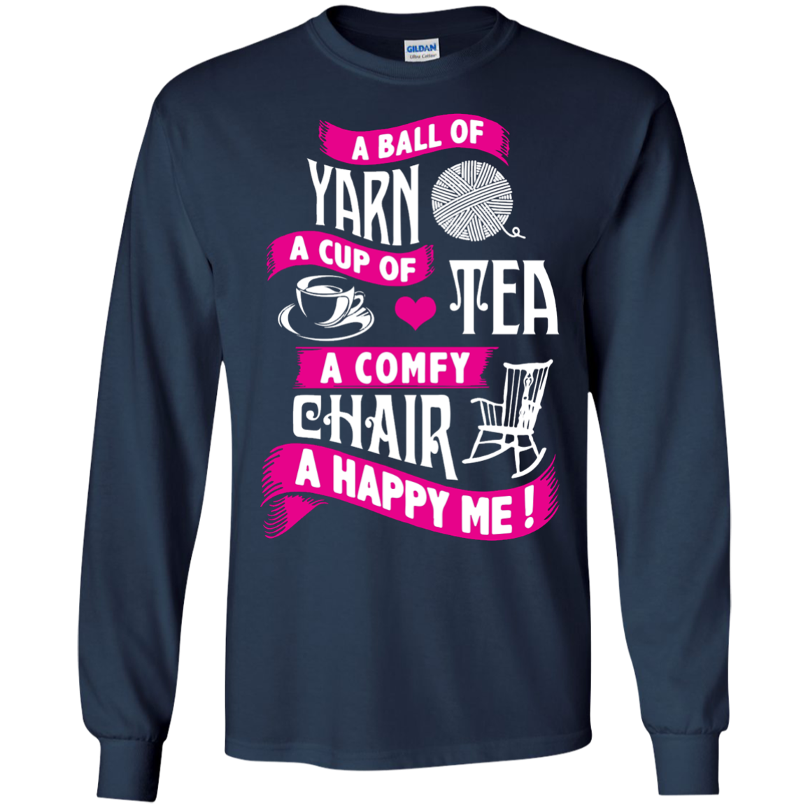 A Ball of Yarn, A Happy Me Long Sleeve Ultra Cotton Tshirt - Crafter4Life - 9