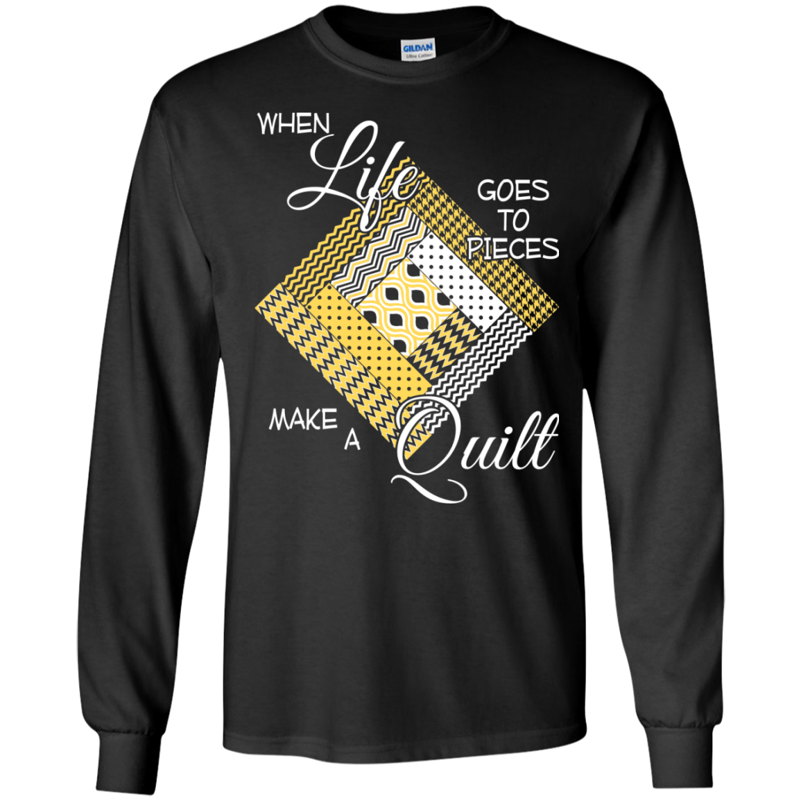 Make a Quilt (yellow) Long Sleeve Ultra Cotton T-Shirt - Crafter4Life - 2