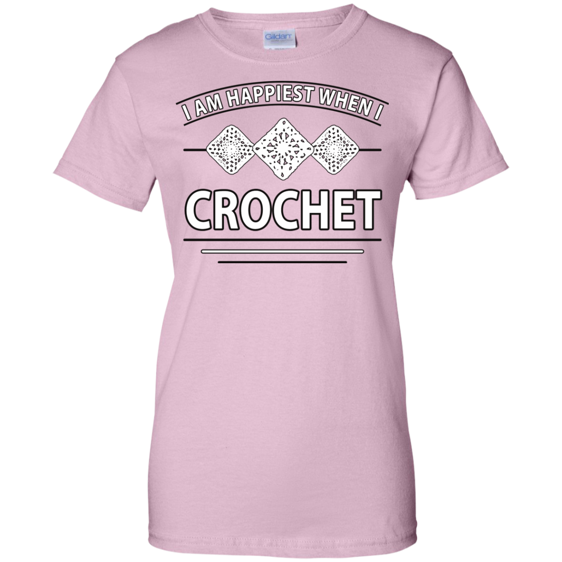 I Am Happiest When I Crochet Ladies Custom 100% Cotton T-Shirt - Crafter4Life - 7