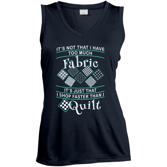 I Shop Faster than I Quilt Ladies Sleeveless V-neck - Crafter4Life - 1