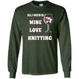 All I Need is Wine-Love-Knitting Long Sleeve Ultra Cotton Tshirt - Crafter4Life - 4