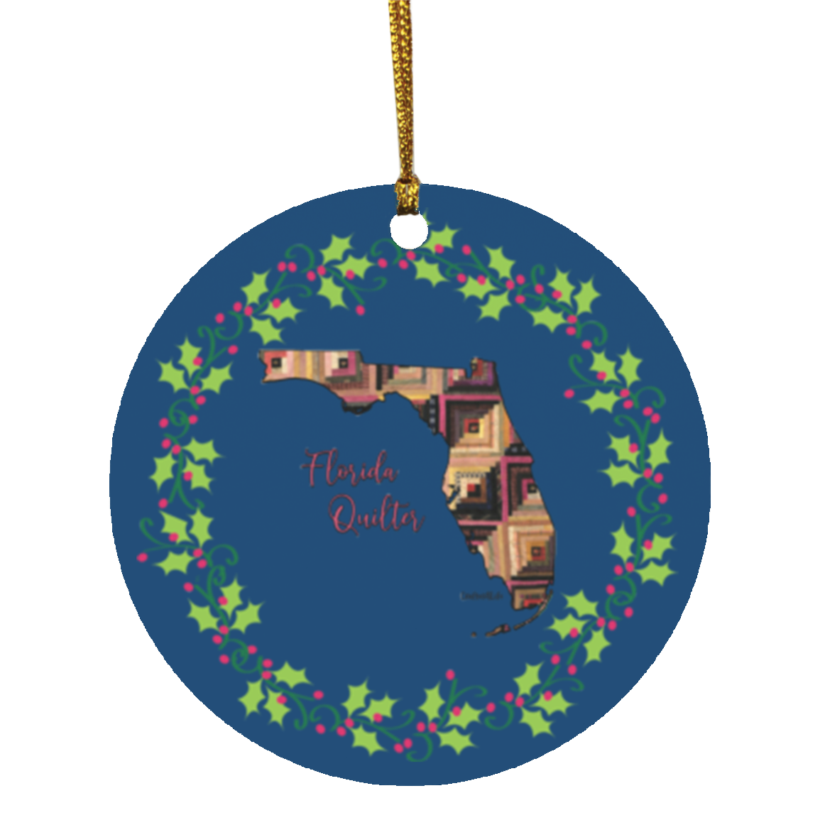 Florida Quilter Christmas Circle Ornament