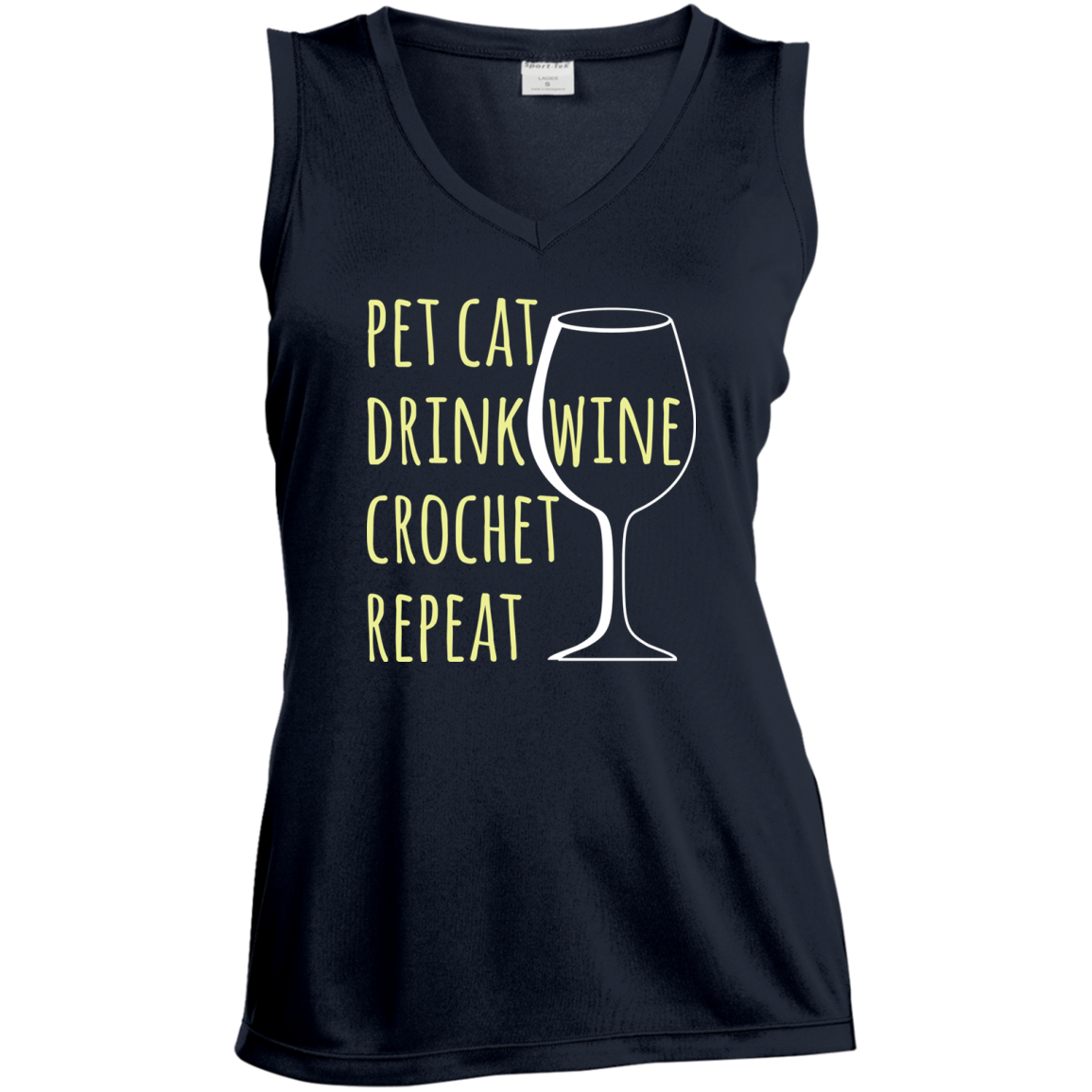 Pet Cat-Drink Wine-Crochet Ladies Sleeveless Moisture Absorbing V-Neck