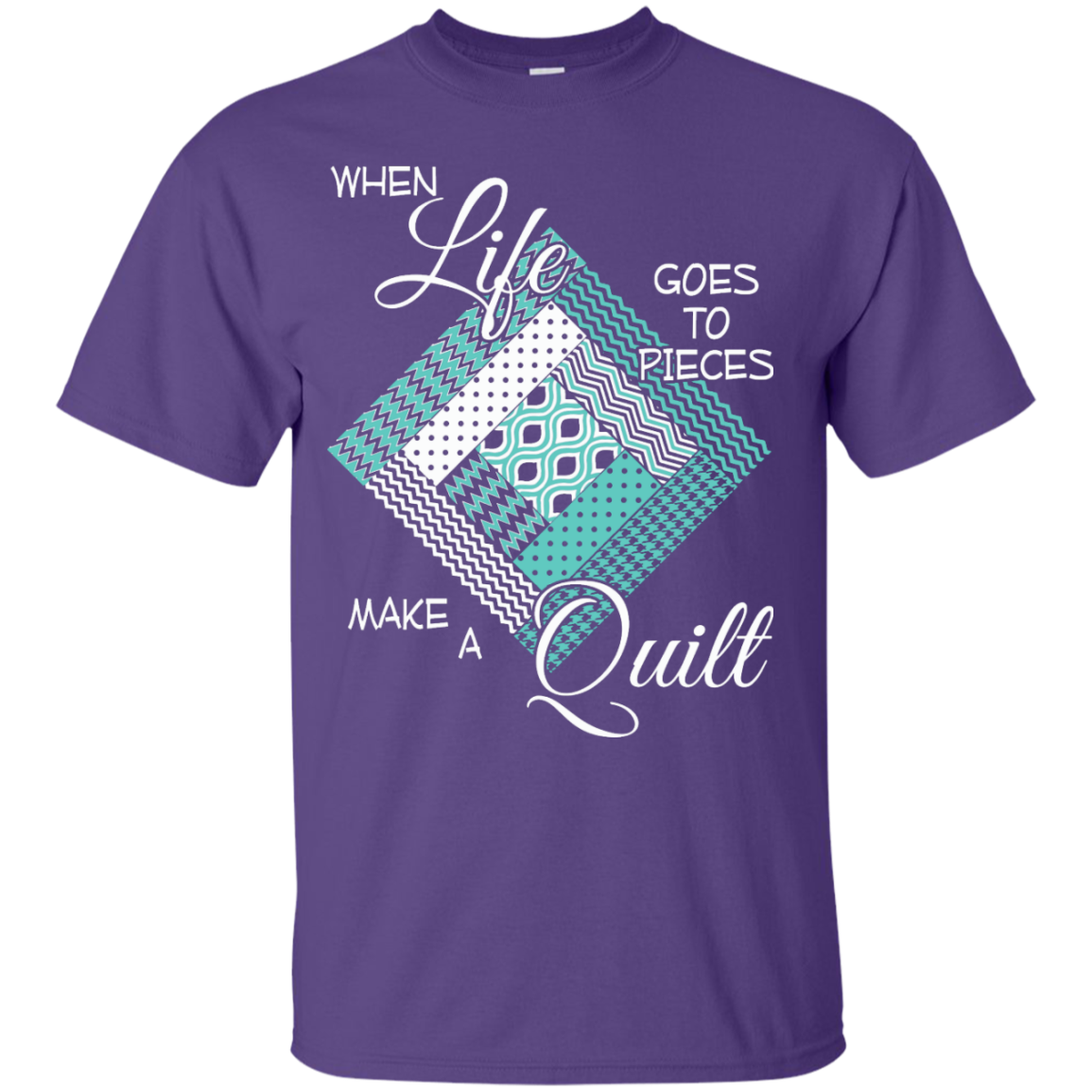 Make a Quilt (turquoise) Custom Ultra Cotton T-Shirt - Crafter4Life - 11