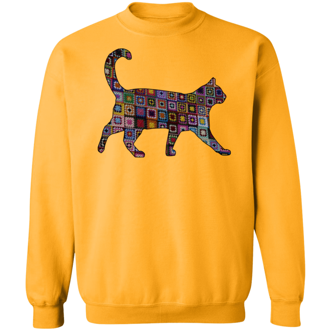 Granny Square Cat Crewneck Pullover Sweatshirt