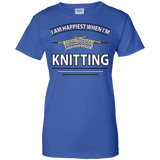 I Am Happiest When I'm Knitting Ladies Custom 100% Cotton T-Shirt - Crafter4Life - 12