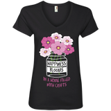 Happiness Blooms with Crafts Ladies V-neck Tee - Crafter4Life - 2