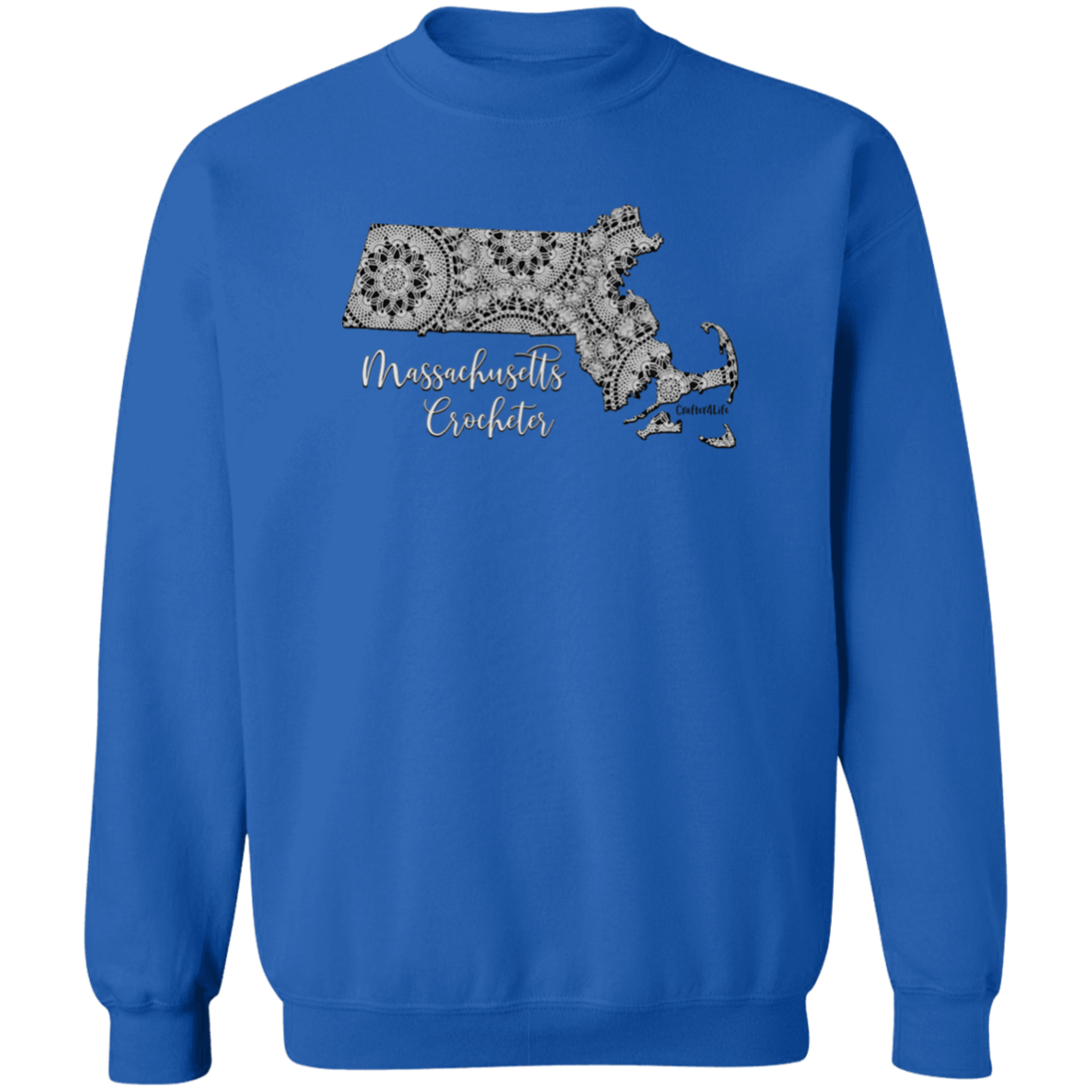 Massachusetts Crocheter Crewneck Pullover Sweatshirt