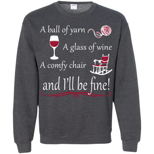 A Ball of Yarn a Glass of Wine Pullover Sweatshirt - Crafter4Life