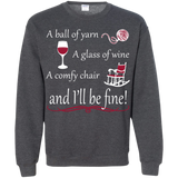 A Ball of Yarn a Glass of Wine Pullover Sweatshirt - Crafter4Life