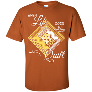 Make a Quilt (yellow) Custom Ultra Cotton T-Shirt - Crafter4Life - 1