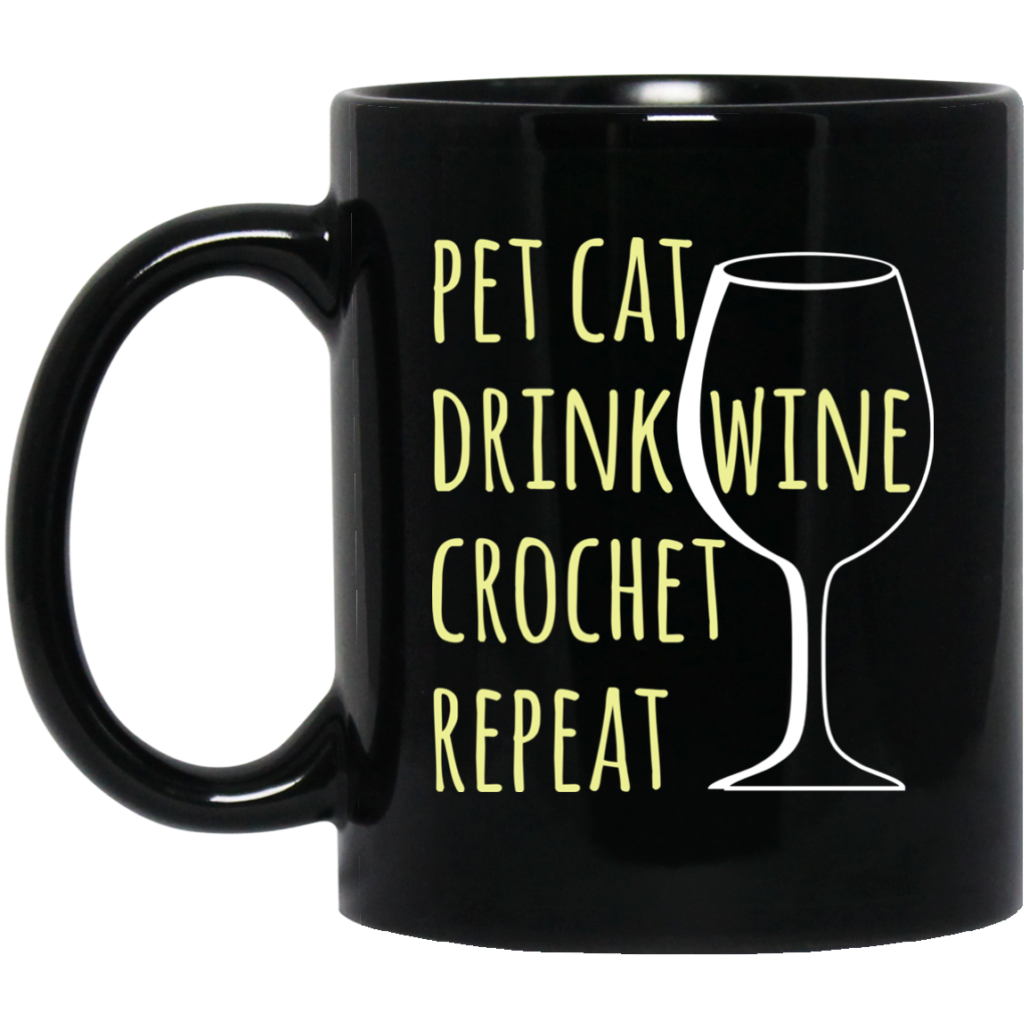 Pet Cat-Drink Wine-Crochet Black Mugs