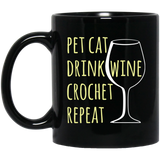 Pet Cat-Drink Wine-Crochet Black Mugs