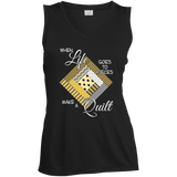 Make a Quilt (yellow) Ladies Sleeveless V-Neck - Crafter4Life - 2