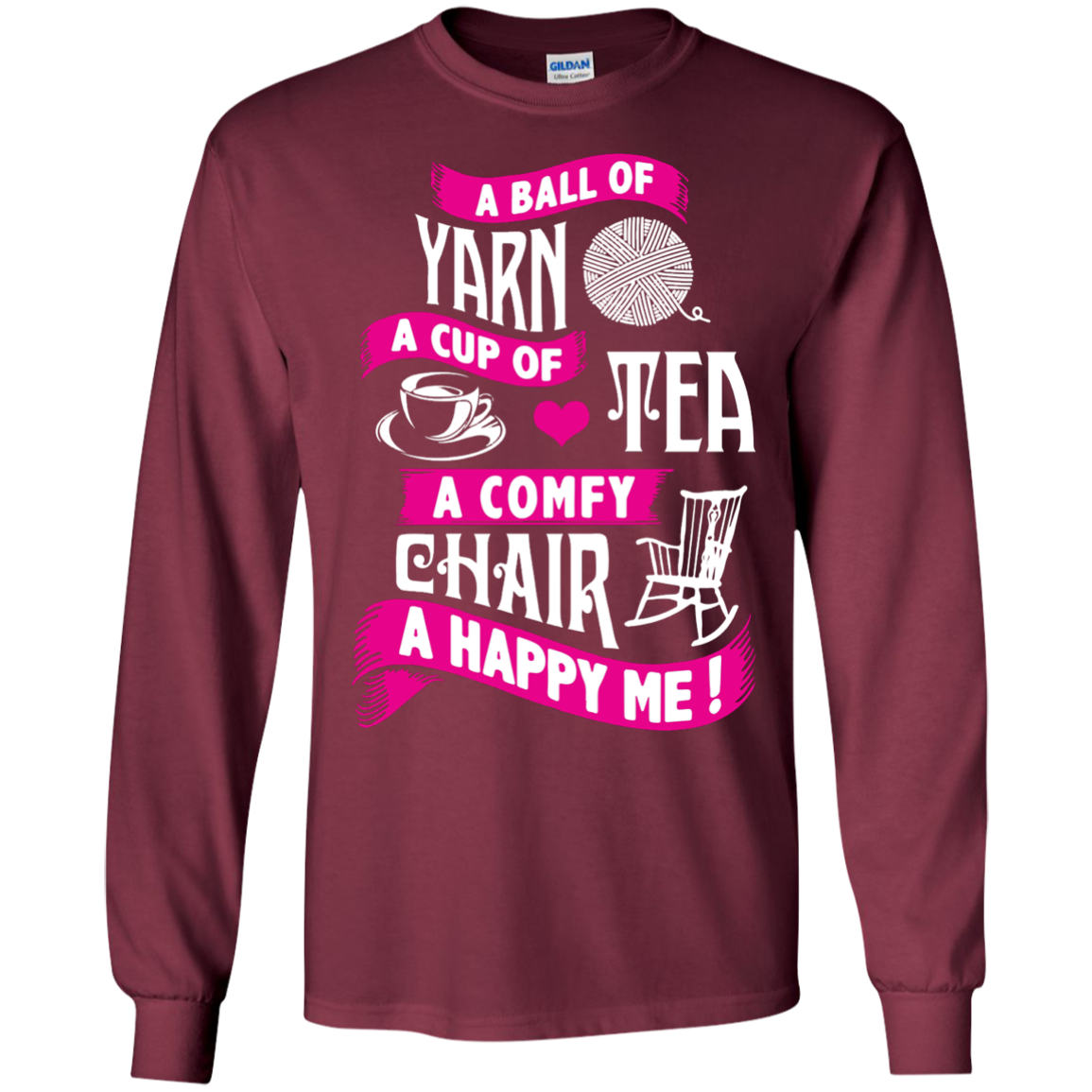 A Ball of Yarn, A Happy Me Long Sleeve Ultra Cotton Tshirt - Crafter4Life - 7
