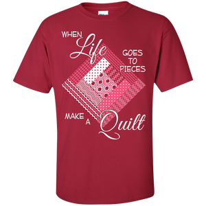 Make a Quilt (pink) Custom Ultra Cotton T-Shirt - Crafter4Life - 1