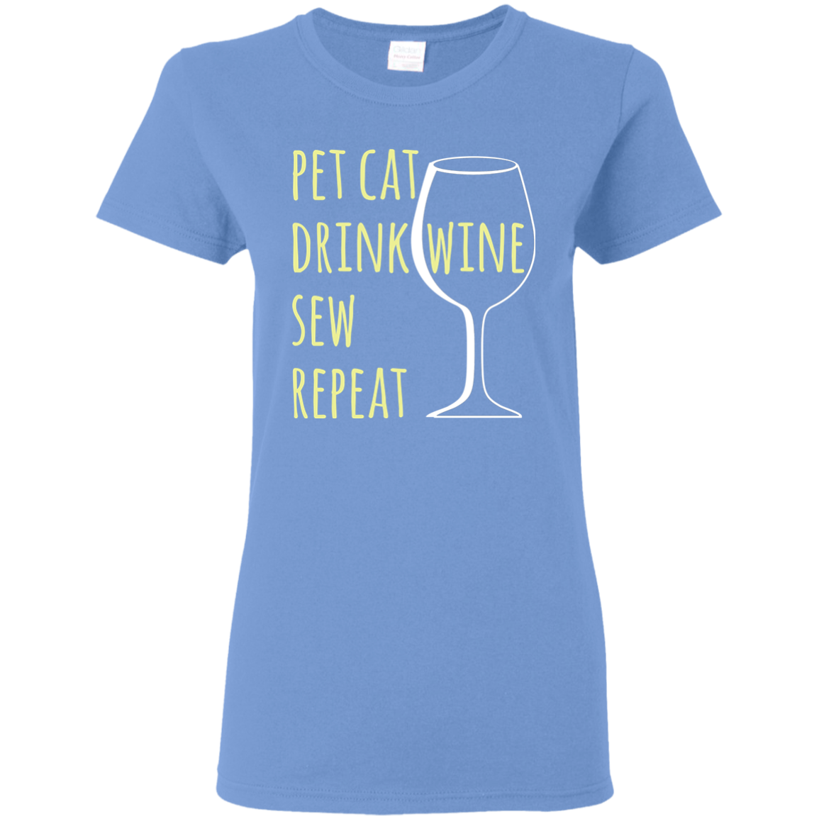 Pet Cat-Drink Wine-Sew Ladies T-Shirt