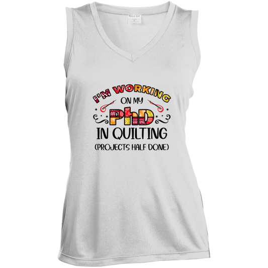 PhD in Quilting Ladies' Sleeveless Moisture Absorbing V-Neck