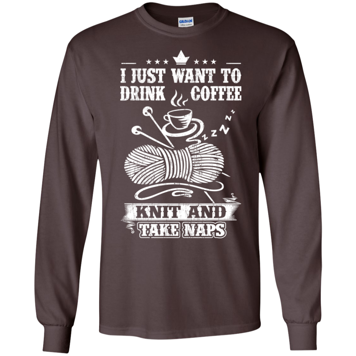 Coffee-Knit-Nap Long Sleeve Ultra Cotton T-Shirt - Crafter4Life - 2