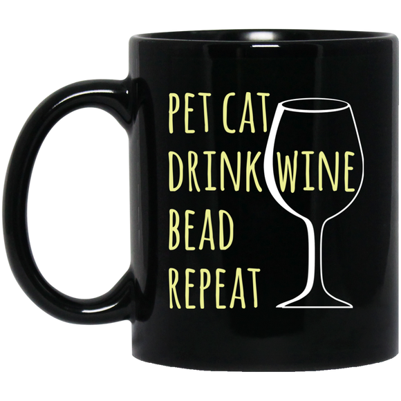 Pet Cat-Drink Wine-Bead Black Mugs