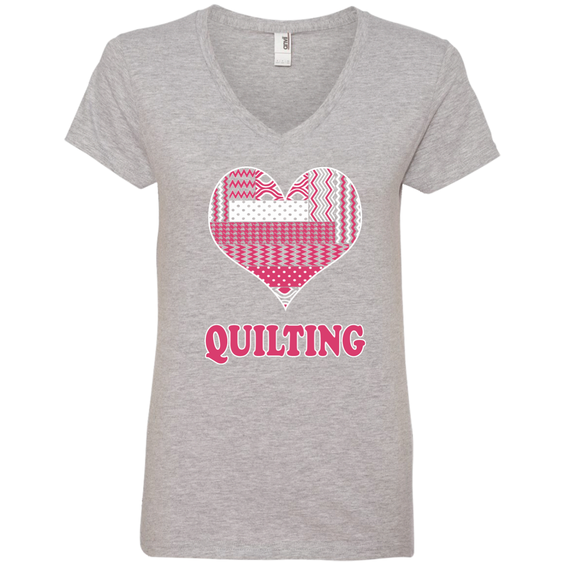 Heart Quilting Ladies V-neck Tee - Crafter4Life - 1