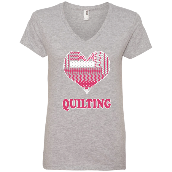 Heart Quilting Ladies V-neck Tee - Crafter4Life - 1