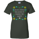 I Cross Stitch Because It Makes Me Happy Ladies Custom 100% Cotton T-Shirt - Crafter4Life - 6