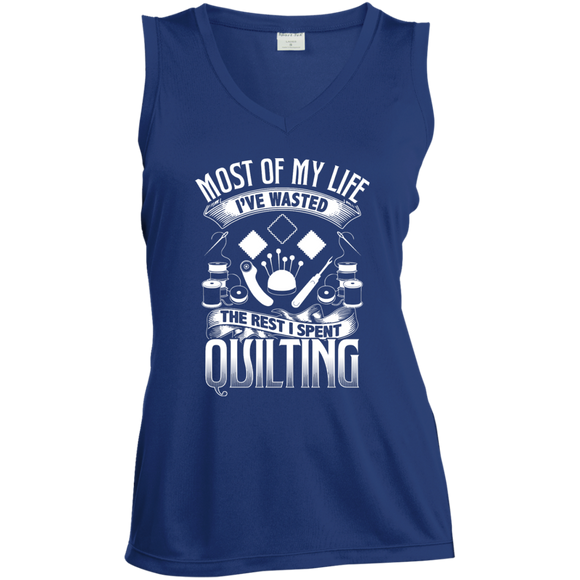 Most of My Life (Quilting) Ladies Sleeveless V-Neck - Crafter4Life - 5