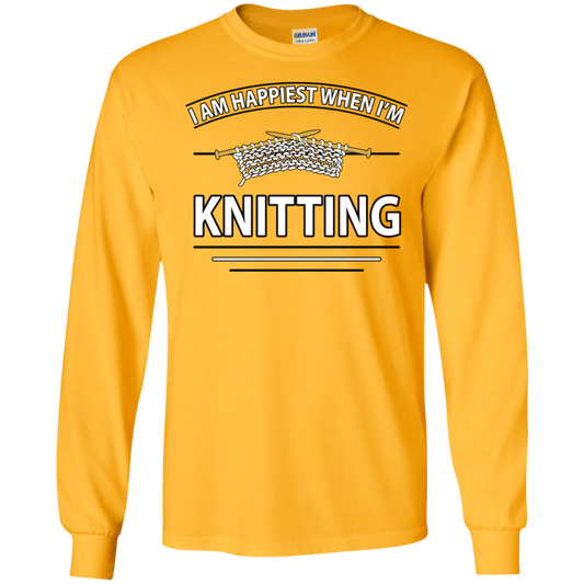 I Am Happiest When I'm Knitting Long Sleeve Ultra Cotton T-Shirt - Crafter4Life - 1