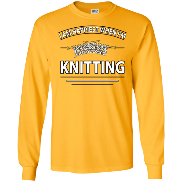I Am Happiest When I'm Knitting Long Sleeve Ultra Cotton T-Shirt - Crafter4Life - 1