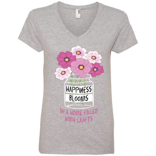 Happiness Blooms with Crafts Ladies V-neck Tee - Crafter4Life - 1
