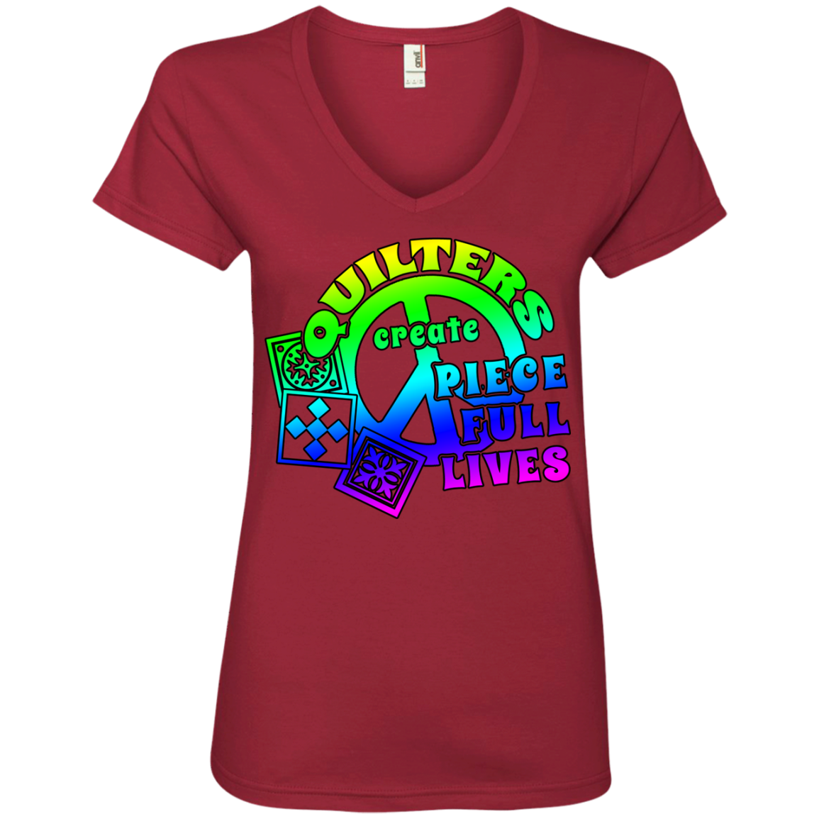 Quilters Create Piece Full Lives Ladies V-neck Tee - Crafter4Life - 5