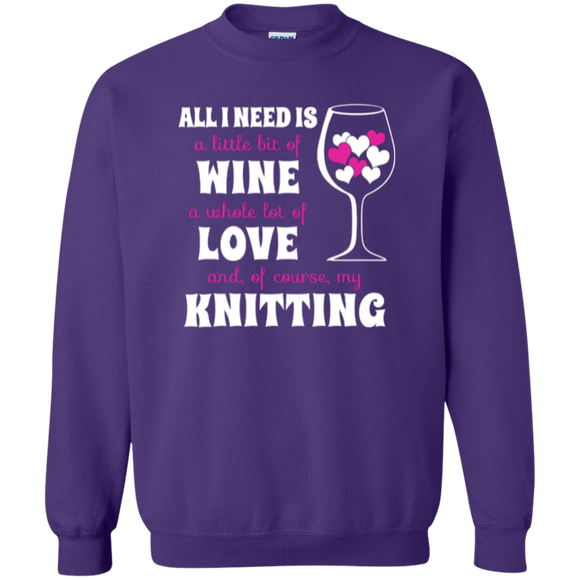 All I Need is Wine-Love-Knitting Crewneck Sweatshirt - Crafter4Life - 1