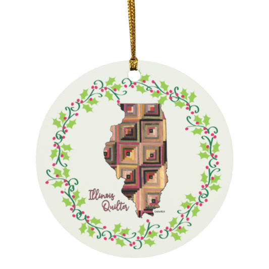Illinois Quilter Christmas Circle Ornament