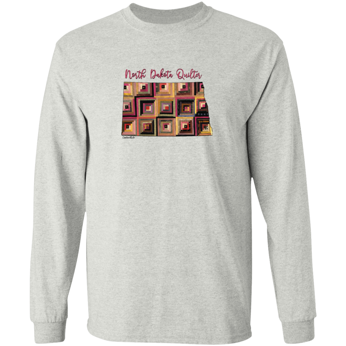 North Dakota Quilter Long Sleeve T-Shirt, Gift for Quilting Friends and Family